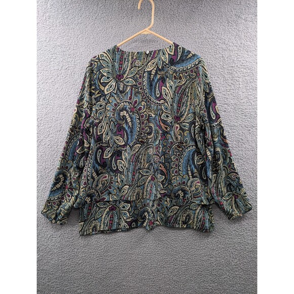 J. Jill Carmine Paisley Long Sleeve Women's Blouse size Large - Picture 7 of 11